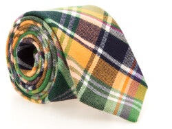 Ascot Checkered Soft Cotton Stropdas Groen-Multi