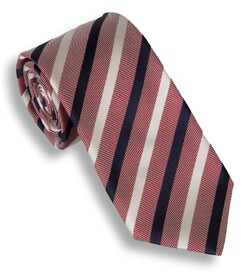 Ascot Classic Red Navy White Striped Tie