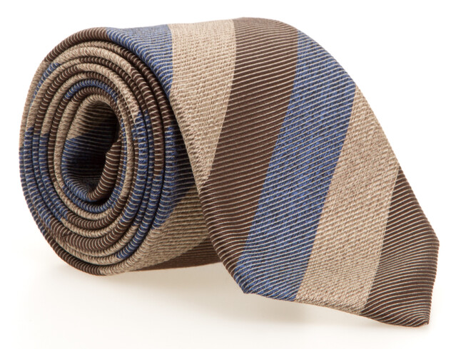 Ascot Diagonal Melange Silk Stropdas Bruin-Blauw