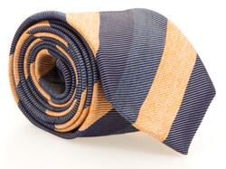 Ascot Diagonal Melange Silk Stropdas Geel-Blauw