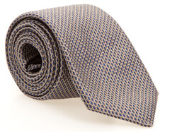 Ascot Fine Pattern Silk Stropdas Beige-Blauw