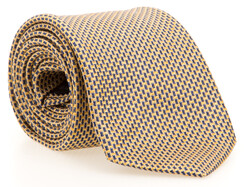 Ascot Fine Pattern Silk Stropdas Geel-Blauw