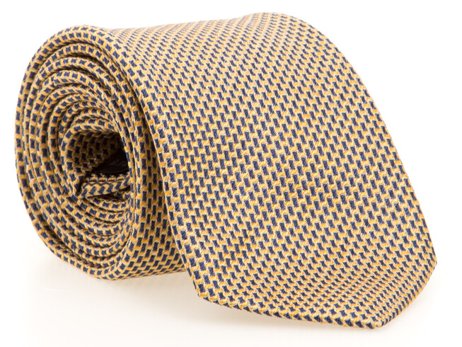 Ascot Fine Pattern Silk Tie Yellow-Blue