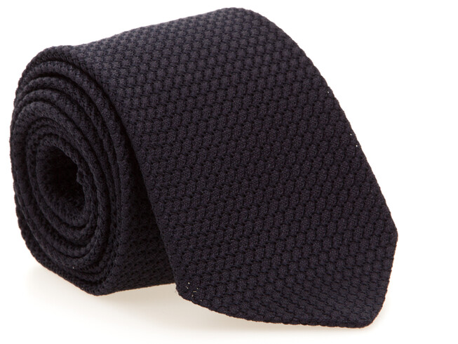 Ascot Knitted Silk Stropdas Navy