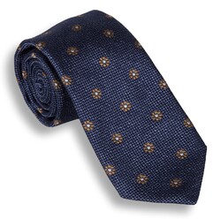 Ascot Navy Blossom Stropdas Royal Blue