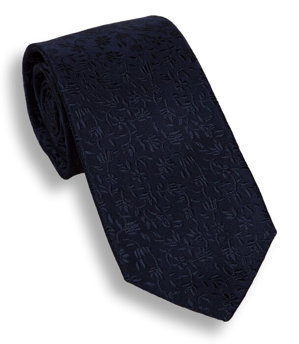 Ascot Petal Pattern Silk Tie Navy