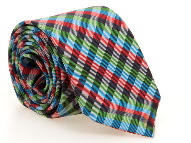 Ascot Twill Check Silk Stropdas Multicolor