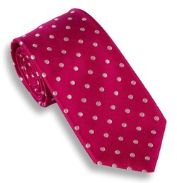 Ascot Vibrant Polka Dot Silk Stropdas Fuchsia