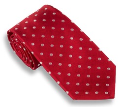 Ascot Vibrant Polka Dot Silk Stropdas Rood