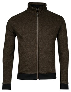 Baileys 2-Tone Jacquard Doubleface Interlock Sweat Cardigan Zip Dark Brown Melange