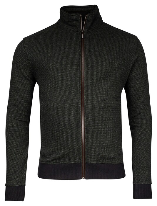 Baileys 2-Tone Jacquard Doubleface Interlock Sweat Cardigan Zip Vest Donker Groen