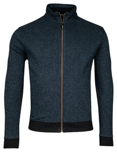 Baileys 2-Tone Jacquard Doubleface Interlock Sweat Cardigan Zip Vest Mid Denim Blue