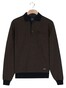 Baileys 2-Tone Jacquard Sweat Polo Collar Placket Buttons Pullover Camel