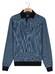 Baileys 2-Tone Jacquard Sweat Polo Collar Placket Buttons Pullover Mid Denim Blue