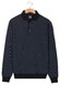 Baileys 2-Tone Jacquard Sweat Polo Collar Placket Buttons Pullover Navy