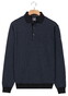 Baileys 2-Tone Jacquard Sweat Polo Collar Placket Buttons Pullover Navy
