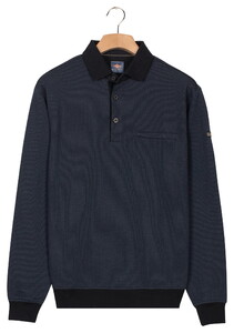 Baileys 2-Tone Jacquard Sweat Polo Collar Placket Buttons Trui Navy