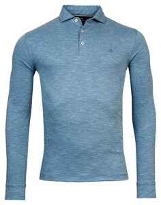 Baileys 2Tone Slub Interlock Long Sleeve Polo Denim Blue