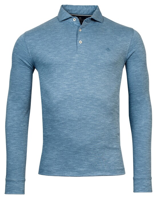 Baileys 2Tone Slub Interlock Long Sleeve Polo Denim Blue