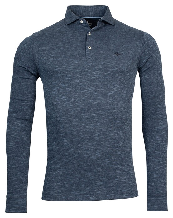 Baileys 2Tone Slub Interlock Long Sleeve Polo Navy