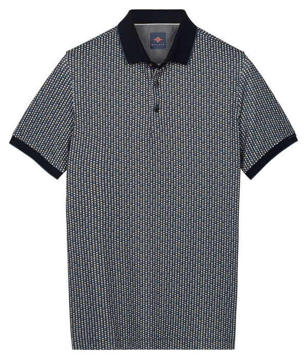 Baileys Allover 3D Abstract Pattern Polo Indigo Blauw