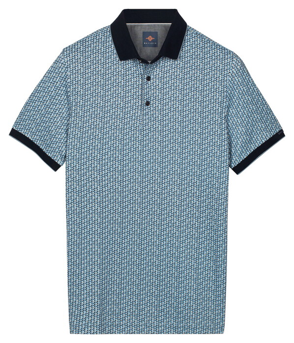 Baileys Allover 3D Abstract Pattern Poloshirt Sky Blue