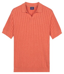 Baileys Allover Drop Needle Knit Stripe Texture Polo Abrikoos