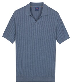 Baileys Allover Drop Needle Knit Stripe Texture Polo Riviera Blue