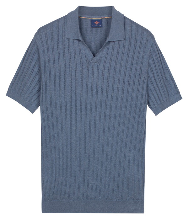 Baileys Allover Drop Needle Knit Stripe Texture Polo Riviera Blue
