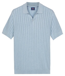 Baileys Allover Drop Needle Knit Stripe Texture Polo Soft Blue
