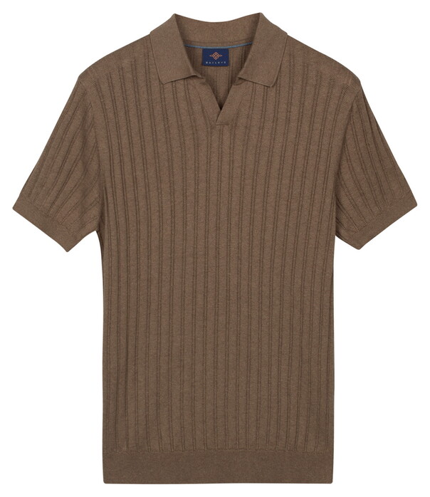 Baileys Allover Drop Needle Knit Stripe Texture Polo Taupe