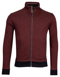 Baileys Allover Jacquard Two-Tone Sweat Cardigan Zip Vest Stone Red