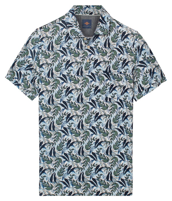 Baileys Allover Leaves Pattern Chest Pocket Polo Misty Green