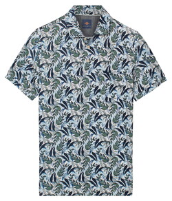 Baileys Allover Leaves Pattern Chest Pocket Poloshirt Misty Green