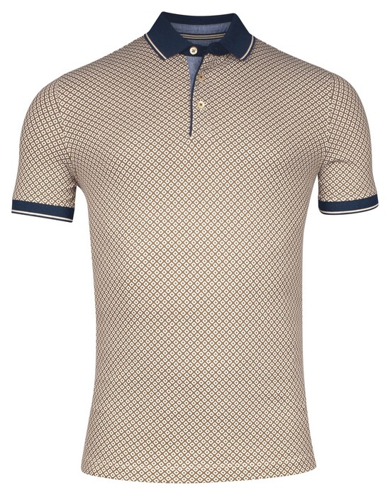 Baileys Allover Open Squares Pattern Piqué Polo Cashew