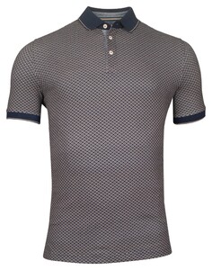 Baileys Allover Open Squares Pattern Piqué Polo Donker Beige