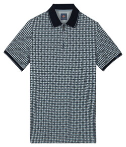 Baileys Allover Rotated Squares Piqué Polo Delft Blue