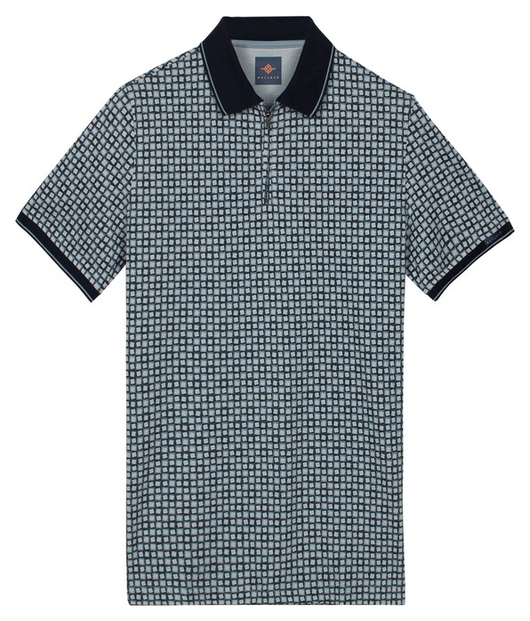 Baileys Allover Rotated Squares Piqué Polo Delft Blue
