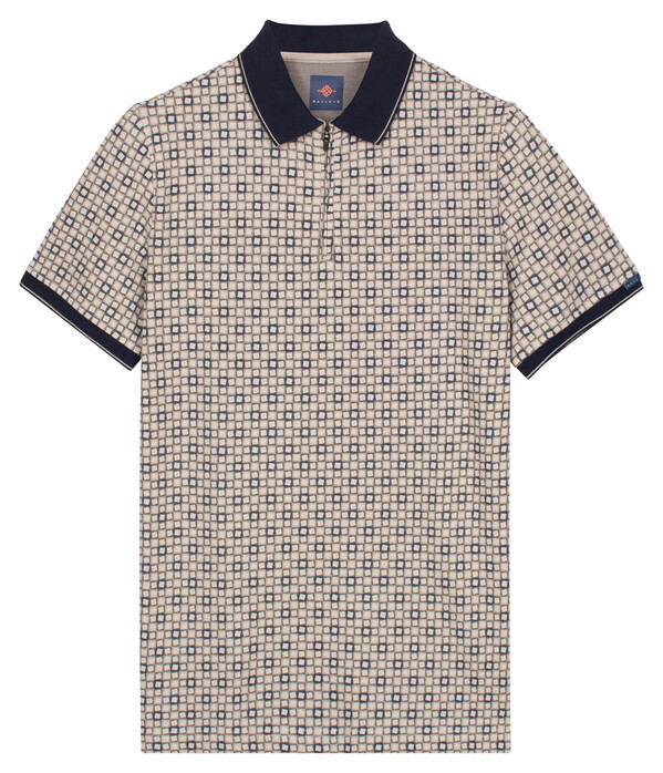 Baileys Allover Rotated Squares Piqué Polo Stone Grey