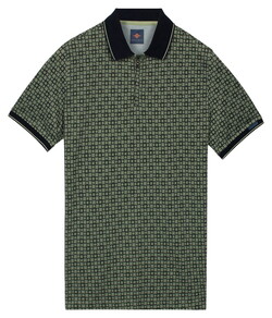 Baileys Allover Rotated Squares Piqué Polo Thyme Green