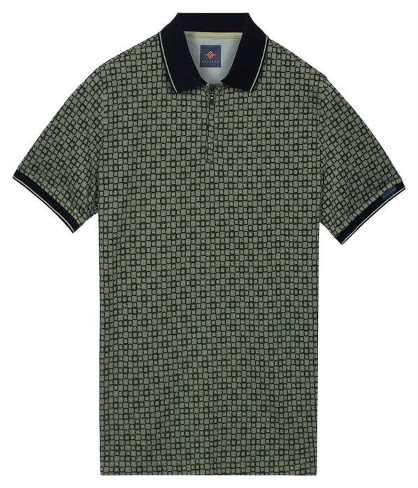 Baileys Allover Rotated Squares Piqué Polo Thyme Green