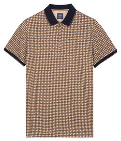 Baileys Allover Rotated Squares Piqué Polo Zand