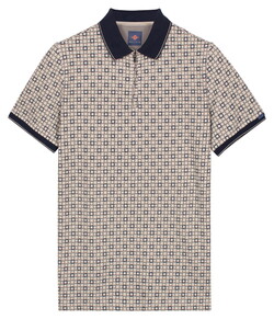 Baileys Allover Rotated Squares Piqué Poloshirt Stone Grey