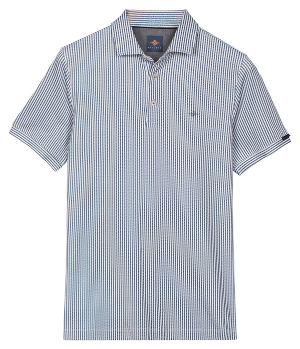 Baileys Allover Seersucker Look Stripe Pattern Polo Delft Blue