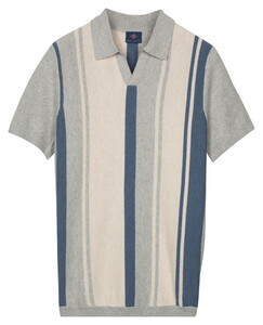 Baileys Allover Structure Knit Vertical Stripe Polo Riviera Blue