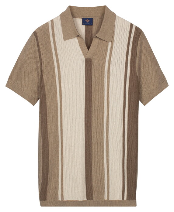 Baileys Allover Structure Knit Vertical Stripe Polo Taupe