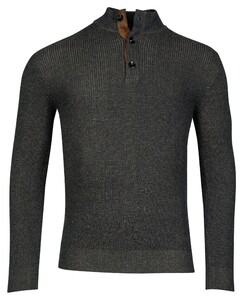 Baileys Button Placket Plated Structure Knit Pullover Taupe