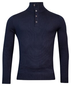 Baileys Buttons Collar Placket Merino Blend Pullover Navy