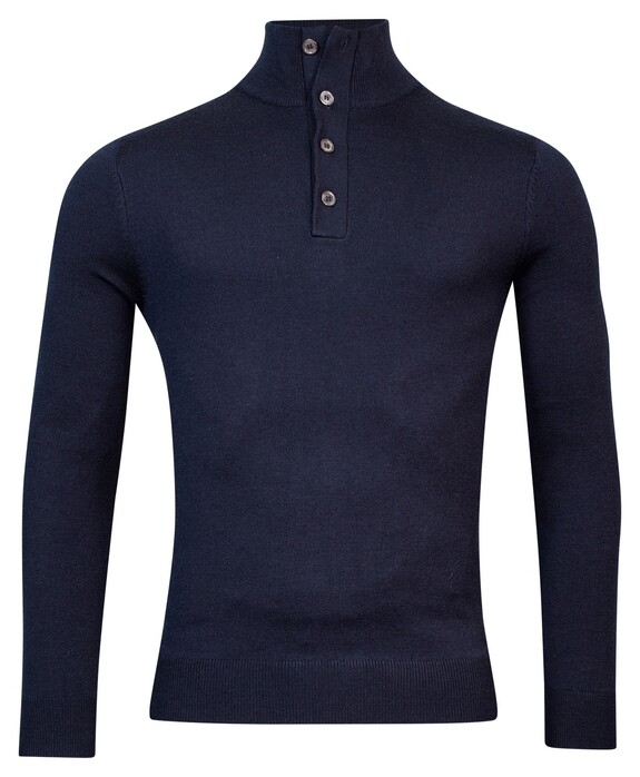 Baileys Buttons Collar Placket Merino Blend Trui Navy