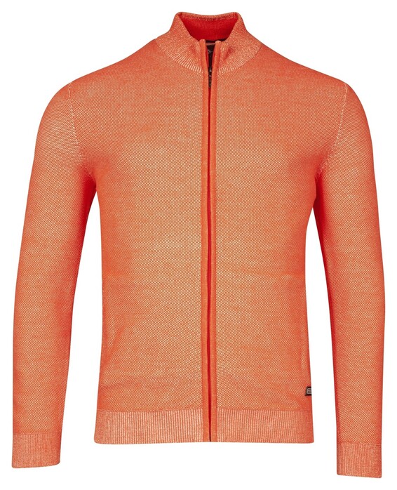 Baileys Cardigan Zip Allover Plated Two-Tone Jacquard Orange